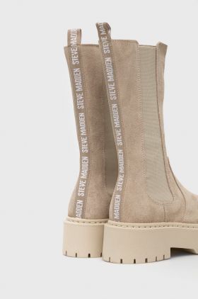 Steve Madden botine din piele intoarsa Vivianne femei, culoarea bej, cu toc plat