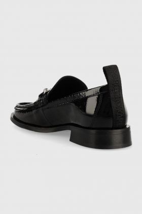 Karl Lagerfeld mocasini de piele MOKASSINO II femei, culoarea negru, cu toc plat KL41336