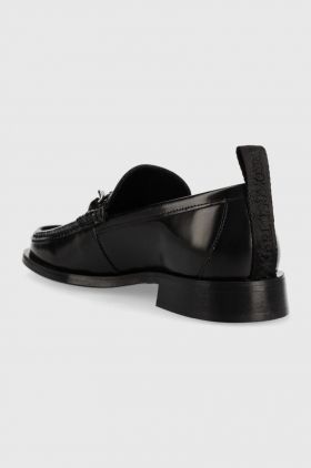 Karl Lagerfeld mocasini de piele MOKASSINO II femei, culoarea negru, cu toc plat KL41335