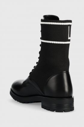 Love Moschino bocanci femei, culoarea negru, cu toc plat
