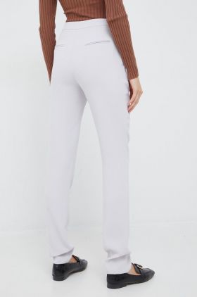 Emporio Armani pantaloni femei, culoarea gri, drept, high waist