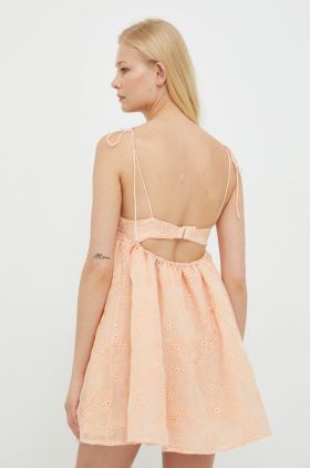 For Love & Lemons rochie culoarea portocaliu, mini, evazati