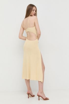 For Love & Lemons rochie culoarea bej, maxi, drept