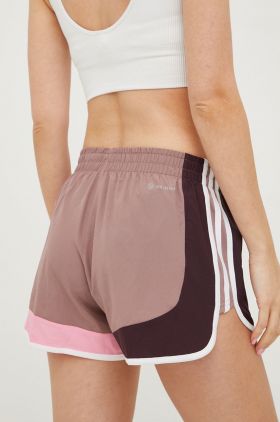 adidas Performance pantaloni scurți de alergare Marathon 20 femei, culoarea violet, modelator, medium waist