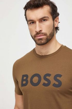 BOSS tricou din bumbac CASUAL bărbați, culoarea bleumarin, cu imprimeu 50481923