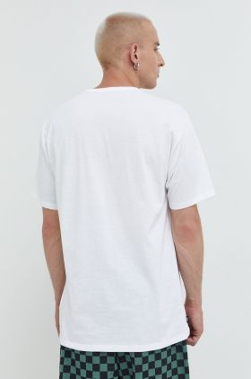 Vans tricou din bumbac culoarea alb, uni VN0A49R7WHT1-WHITE