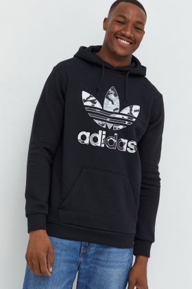 adidas Originals bluza barbati, culoarea negru, cu imprimeu