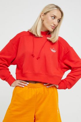 adidas Originals hanorac de bumbac femei, culoarea rosu, cu imprimeu