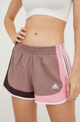 adidas Performance pantaloni scurți de alergare Marathon 20 femei, culoarea violet, modelator, medium waist