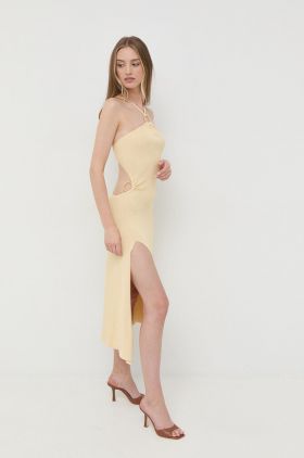 For Love & Lemons rochie culoarea bej, maxi, drept