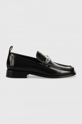 Karl Lagerfeld mocasini de piele MOKASSINO II femei, culoarea negru, cu toc plat KL41335