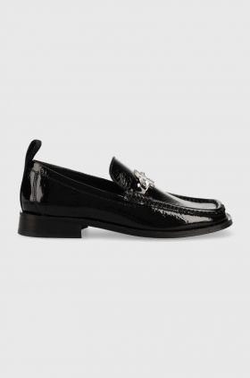 Karl Lagerfeld mocasini de piele MOKASSINO II femei, culoarea negru, cu toc plat KL41336