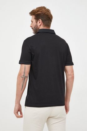 Armani Exchange polo de bumbac culoarea negru, cu imprimeu