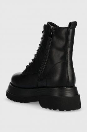 GOE bocanci de piele femei, culoarea negru, cu platforma
