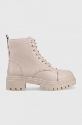 Aldo bocanci de piele Bigmark femei, culoarea bej, cu platforma