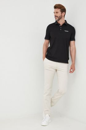 Armani Exchange polo de bumbac culoarea negru, cu imprimeu