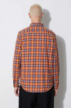 Columbia cămașă Cornell Woods Flannel LS bărbați, culoarea portocaliu, cu guler clasic, regular 1617951