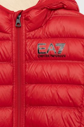 EA7 Emporio Armani geaca de puf pentru copii culoarea rosu