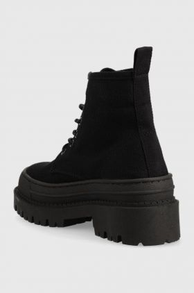 Tommy Jeans bocanci Foxing Boot femei, culoarea negru, cu platforma