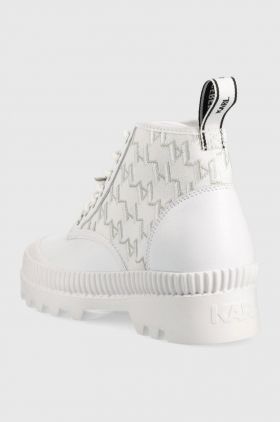 Karl Lagerfeld bocanci Trekka Ii femei, culoarea alb, cu platforma