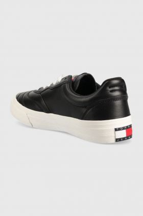 Tommy Jeans sneakers din piele Leather Soccer Vulc culoarea negru