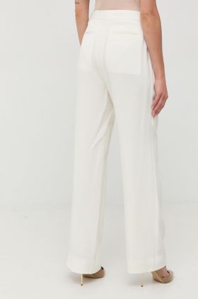 Victoria Beckham pantaloni femei, culoarea alb, drept, high waist