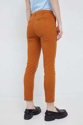 United Colors of Benetton pantaloni femei, culoarea maro, drept, medium waist