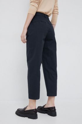 GAP pantaloni femei, culoarea negru, fason chinos, high waist