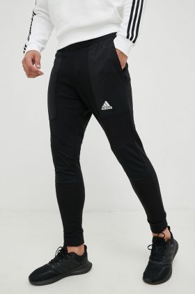 adidas pantaloni barbati, culoarea negru, neted