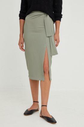 Answear Lab fusta culoarea verde, midi, drept