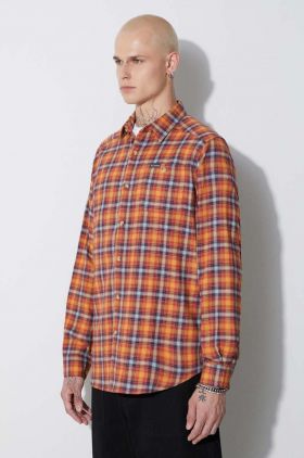 Columbia cămașă Cornell Woods Flannel LS bărbați, culoarea portocaliu, cu guler clasic, regular 1617951