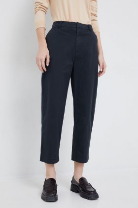 GAP pantaloni femei, culoarea negru, fason chinos, high waist