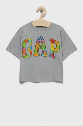 GAP tricou copii culoarea gri, cu imprimeu