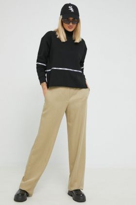 HUGO pantaloni femei, culoarea bej, lat, high waist