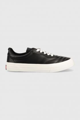 Tommy Jeans sneakers din piele Leather Soccer Vulc culoarea negru