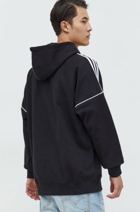 adidas Originals hanorac de bumbac bărbați, culoarea negru, cu imprimeu HK7309-BLACK