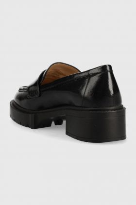 Coach mocasini de piele Leah Loafer Leah femei, culoarea negru, cu platforma CB990