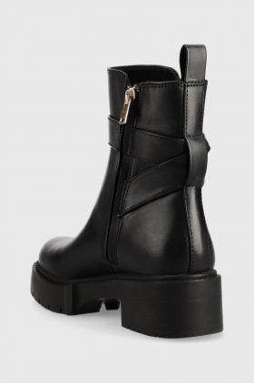 Coach cizme de piele Lacey Leather Bootie Lacey femei, culoarea negru, cu platforma CB995