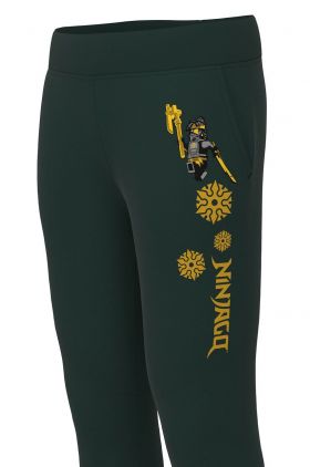 Lego Wear pantaloni de trening din bumbac pentru copii culoarea verde, cu imprimeu