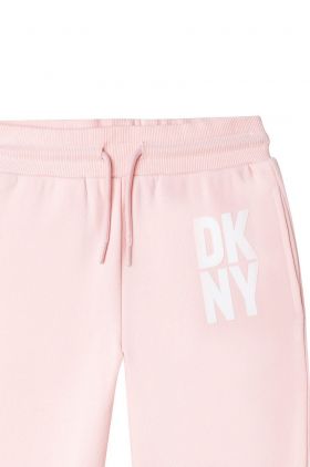 Dkny pantaloni de trening pentru copii culoarea roz, neted