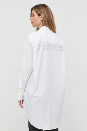 Karl Lagerfeld camasa din bumbac femei, culoarea alb, cu guler clasic, relaxed