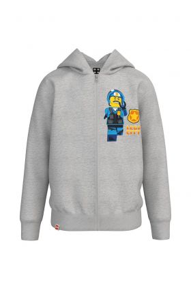 Lego Wear hanorac de bumbac pentru copii culoarea gri, cu imprimeu