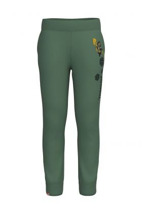 Lego Wear pantaloni de trening din bumbac pentru copii culoarea verde, cu imprimeu