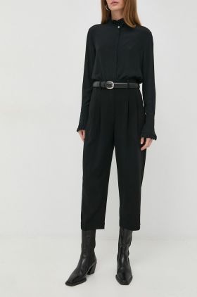 MICHAEL Michael Kors pantaloni femei, culoarea negru, drept, high waist