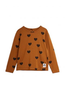 Mini Rodini longsleeve copii culoarea maro, modelator