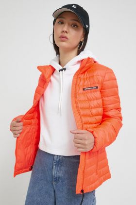 Superdry geaca femei, culoarea portocaliu, de tranzitie