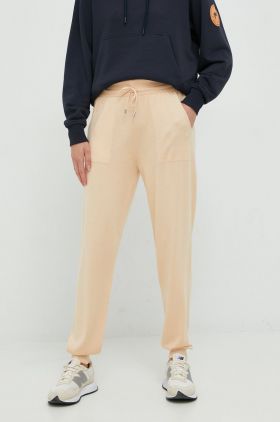 United Colors of Benetton pantaloni femei, culoarea bej, high waist