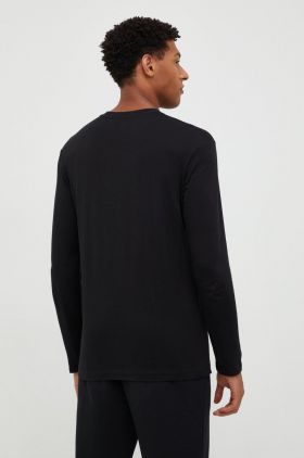 Jack Wolfskin longsleeve din bumbac Essential culoarea negru, neted