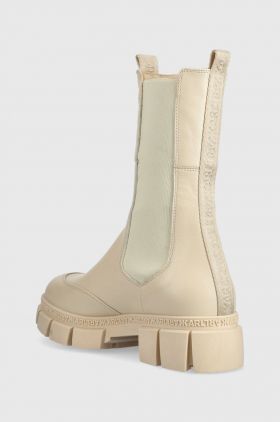 Karl Lagerfeld ghete chelsea de piele Aria femei, culoarea bej, cu platforma