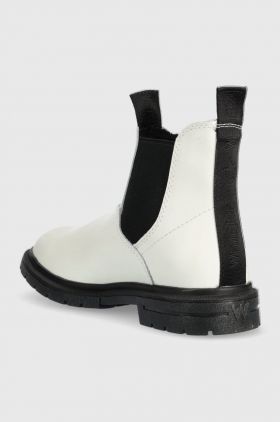 Wrangler botine Spike Chelsea femei, culoarea alb, cu toc plat